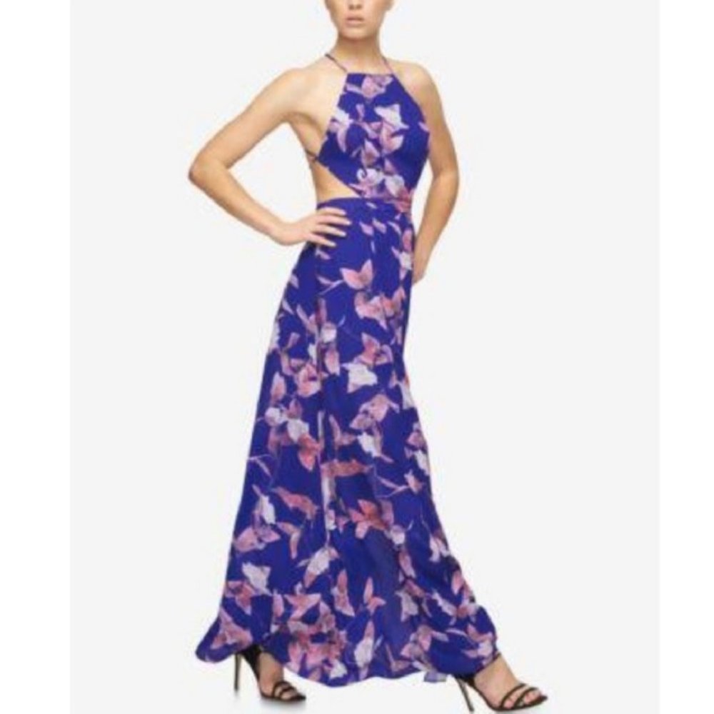 FAME AND PARTNERS Floral Printed Halter Maxi Dress